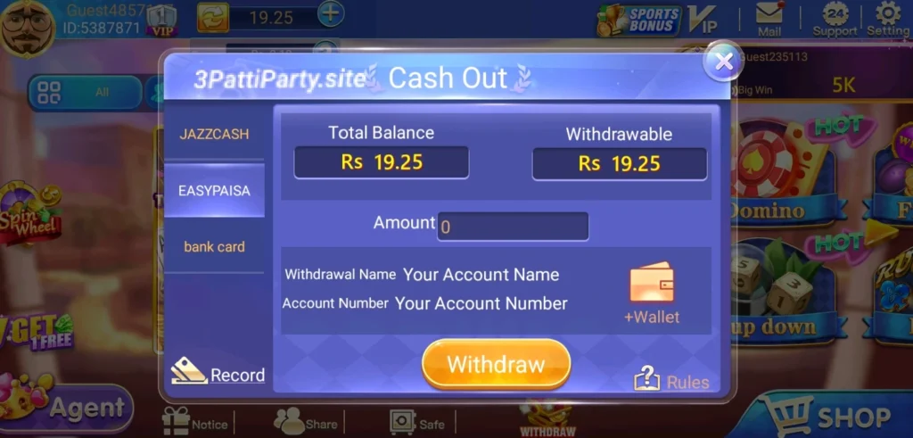 Teen Patti Party Withdraw